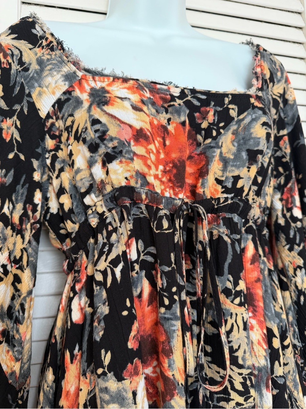Free People Floral Bell Sleeve Mini Dress Size S Moonlight Garden Boho Fairycore - Picture 5 of 13